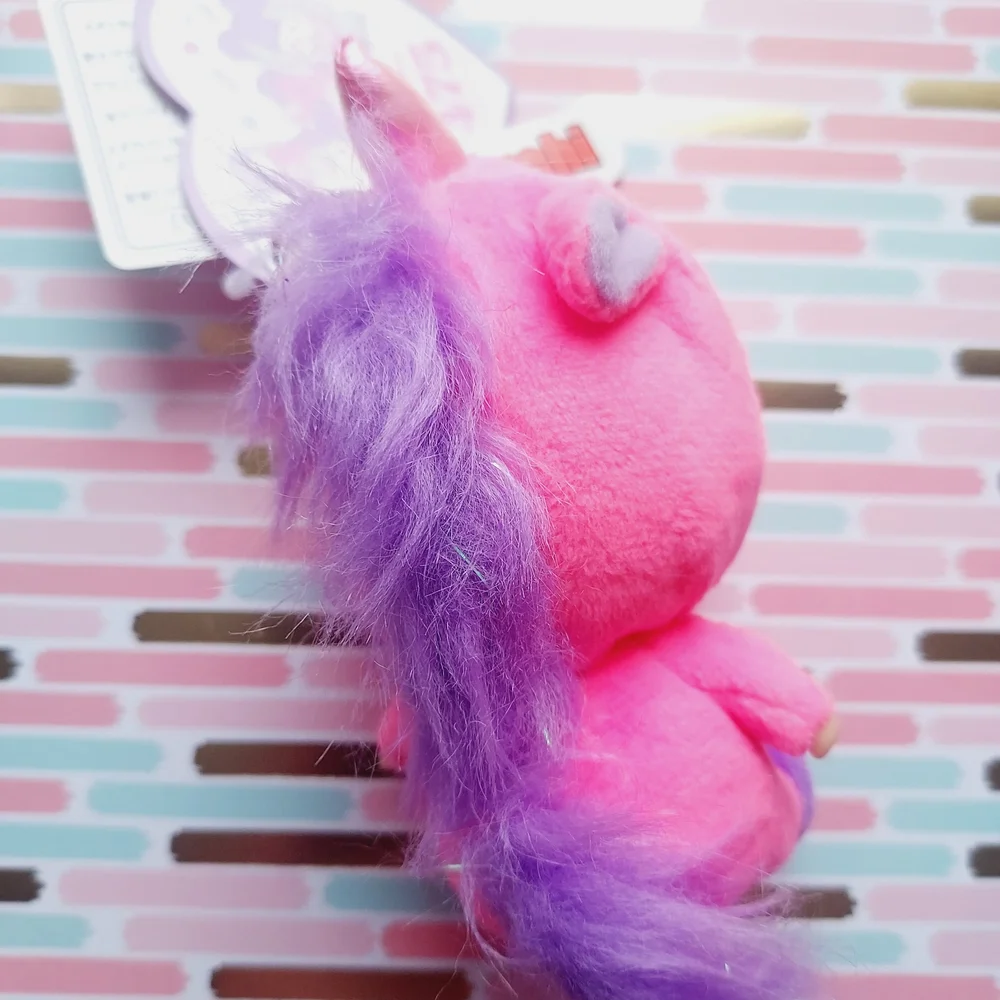 Sekiguchi 475 Monchhichi Pink and Purple unicorn Plush Toy keychain NWT